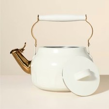 2qt Stainless Steel Arch Cutout Teapot Cream - Hearth  Hand Magnolia - RARE  