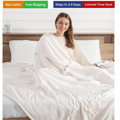 Full Size Heated Blanket 72''X84'' Electric Blanket - Soft Silky Plush Heatin...