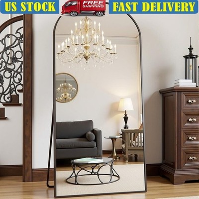 Arched Full Body Floor Mirror Freestanding Aluminum Alloy Frame Shatterproof New