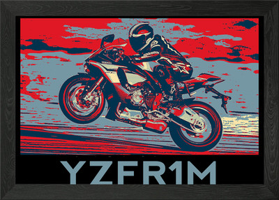 YZF R1M Wheelie on Track Gerahmtes Wandbild Poster Leinwanddruck Bild