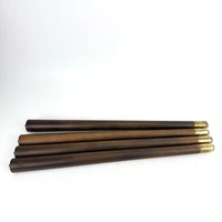 Set (4) Mid Century Salvage Wood Coffee Table Legs 15” Tall MCM Brass Metal Tips