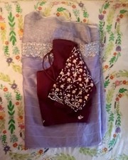 Purple and Maroon Embroidered Saree And Blouse