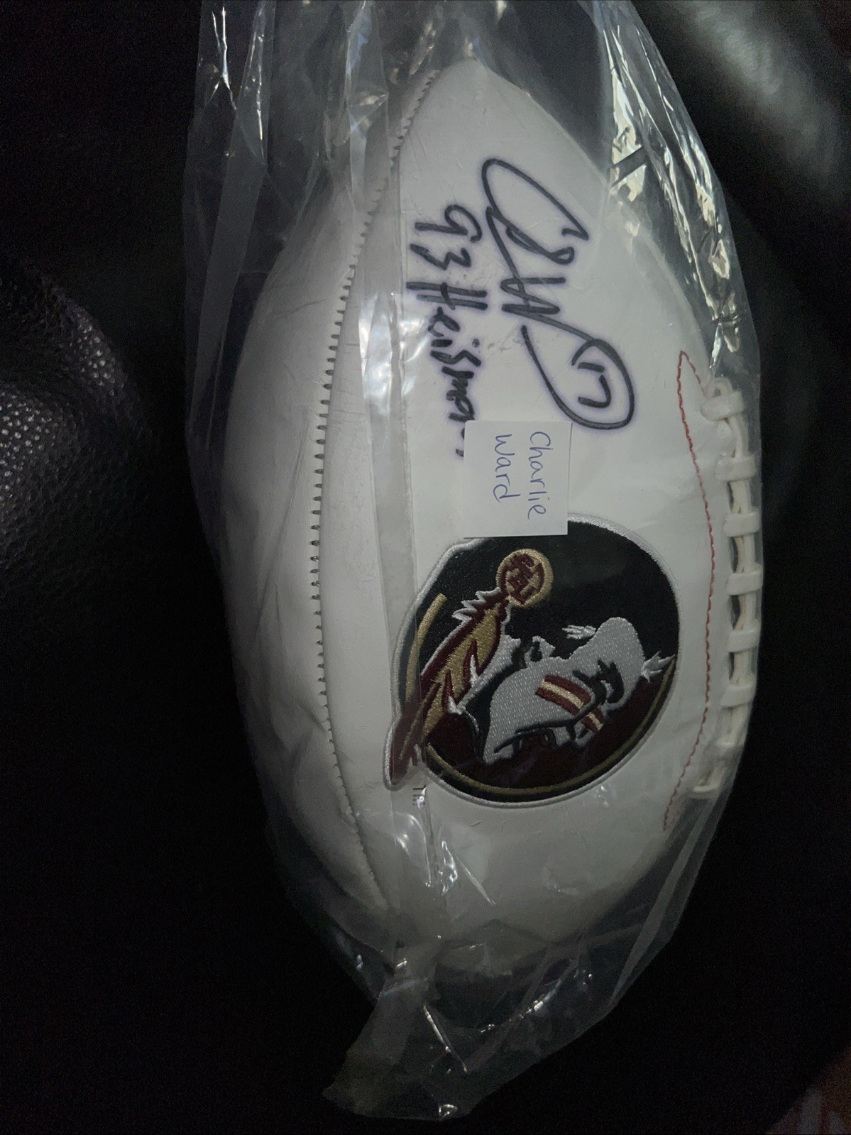 Charlie Ward Autographed Signed Florida State Seminoles Florida State Rawlings Logo Football w/93 Heisman - COA 