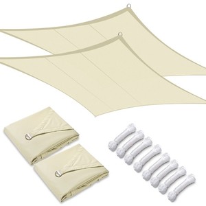 10x13 Ft 97% UV Block Rectangle Sun Shade Sail Canopy Outdoor Pool Beige 2 Packs