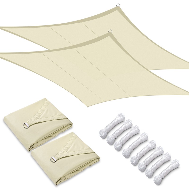 10x13 Ft 97% UV Block Rectangle Sun Shade Sail Canopy Outdoor Pool Beige 2 Packs
