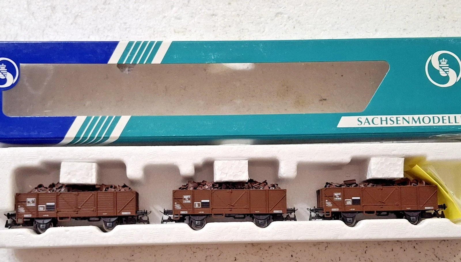 SACHSENMODELLE 1549 SET 3 CARRI TIPO TW SNCF CON CARICO CARBONE SCALA H0 1/87 (4