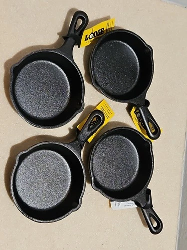 LOT of 4 - Vintage Lodge USA Mini Cast Iron Skillet Spoon Rest / Ashtray 3”