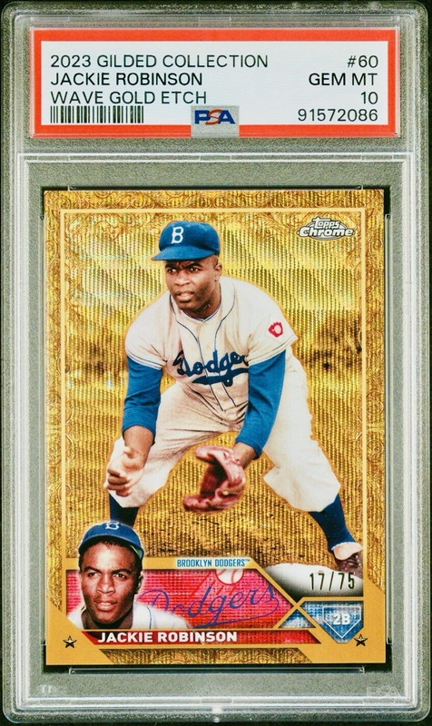 JACKIE ROBINSON 2023 Topps Chrome Gilded Gold Etch Wave Refractor /75 PSA 10