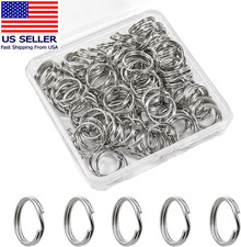 1/2'' 100PCS Small Split Key Rings for Keychains, Metal Mini Key Ring Double L