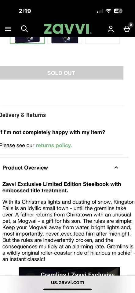 GREMLINS STEELBOOK Embossed ZAVVI LE 2013 Release OOP w/PROTECTOR Family HORROR - Image 2 of 4