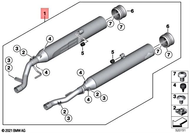 Genuine BMW Rear Silencer Vance & Hines Round CHROME 77119444958 
