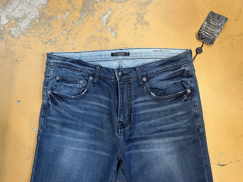 СТЕЖОК НОВЫЙ! Мужская темно стирка BARFLY тонкий ноги джинсы Sz 36 x 33 новый с Ярлыками! - Изображение 2 из 4