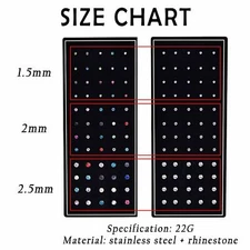 120PCS Stainless Steel CZ L-Shaped Nose Studs Rings Straight Nose Studs Pin 22G