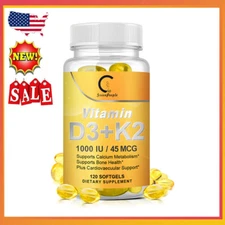 Vitamin D3+K2 Capsules Extra Strength D3 K2 Supplements with 1,000 IU/45 MCG