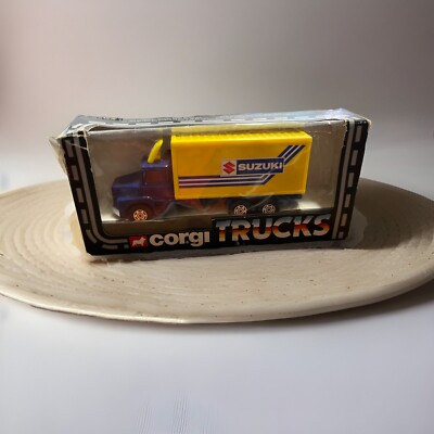 Vintage CORGI TRUCKS 1182 SUZUKI TEAM SEMI TRAILER BLUE YELLOW RARE HTF