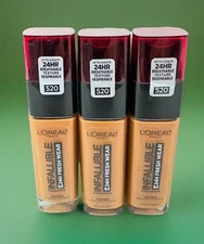L'Oreal Infallible 24Hr Fresh Wear Foundation 520 Sienna New ~ 3 Pcs