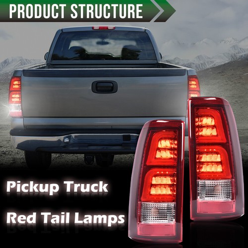 Fit For 99-02 Chevy Silverado 1500/99-06 GMC Sierra LED Tube Tail Lights Red - Bild 10 von 10