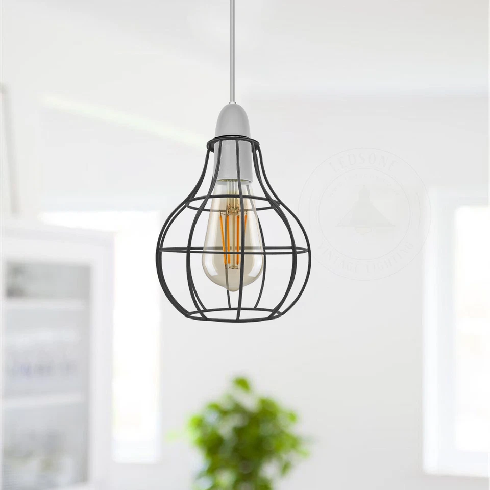 Vintage Cage Metal Pendant Light Shade Wire Cage Ceiling Industrial lampshade - Image 4 of 4