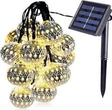 20 LED Solar Globe String Lights for Outdoor Garden Patio Decor - Warm White
