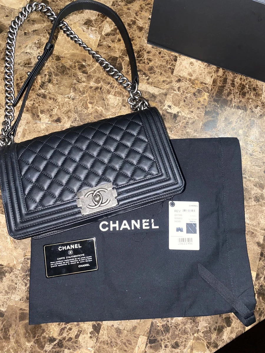 Chanel Black Quilted Calfskin Large Boy Bag Ruthenium Hardware