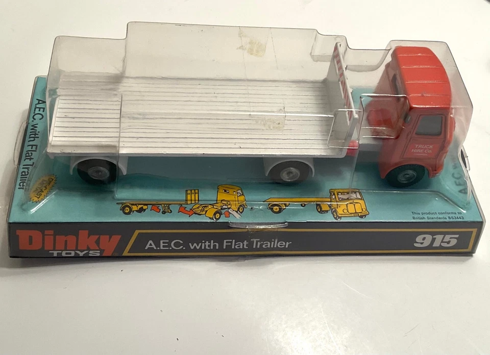 Dinky Toys Meccano England 1973 #915 AEC TRUCK RENTAL CO Liverpool plataforma plana en caja Foto 4 de 4