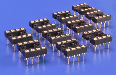 10 (Ten) 8-Pin DIP IC Sockets High Reliability Gold-Plate 555 Timer 