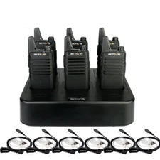 Long Range Walkie Talkie RT22 VOX 2W Charge Two Way Radio 6Pack+Six Way Charger