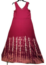 Style & Co women Pink Sleeveless Tie-Dyed Maxi Dress Size M    D100
