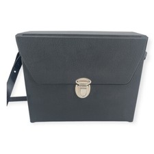 Vintage Black Structured Push Lock Binoculars Crossbody Case Bag