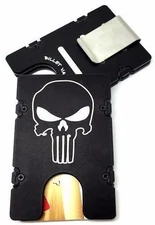Billet Vault Aluminum Wallet, RFID protection, Black anodized, Punisher,    USA