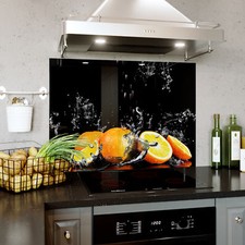 Glass Splashback Kitchen Tile Cooker Panel ANY SIZE Splash Water Oranges 0445
