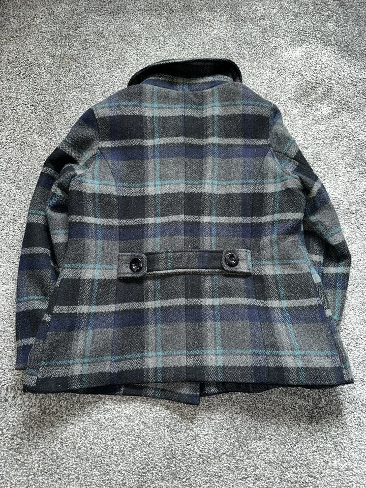 Casaco feminino, tamanho 14, mistura de lã, xadrez, peito duplo, bolsos com botões (12) - Imagem 4 de 4