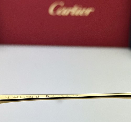 Cartier Women’s Sunglasses CT0267S 002 Gold Metal Frame Brown Graded Gold Flash - Picture 7 of 8