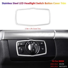 Stainless Steel For BMW X5 X6 E70 E71 Car LED Headlight Switch Button Cover Trim