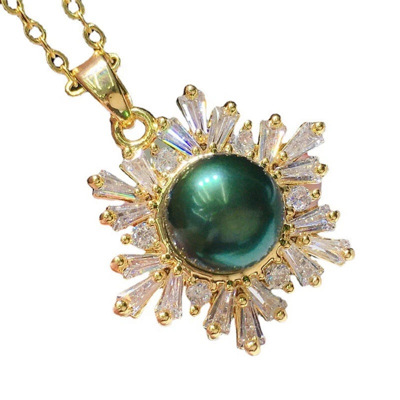 Precioso conjunto de joyas collar pulsera pendientes perlas agua dulce verde negro Foto 2 de 4