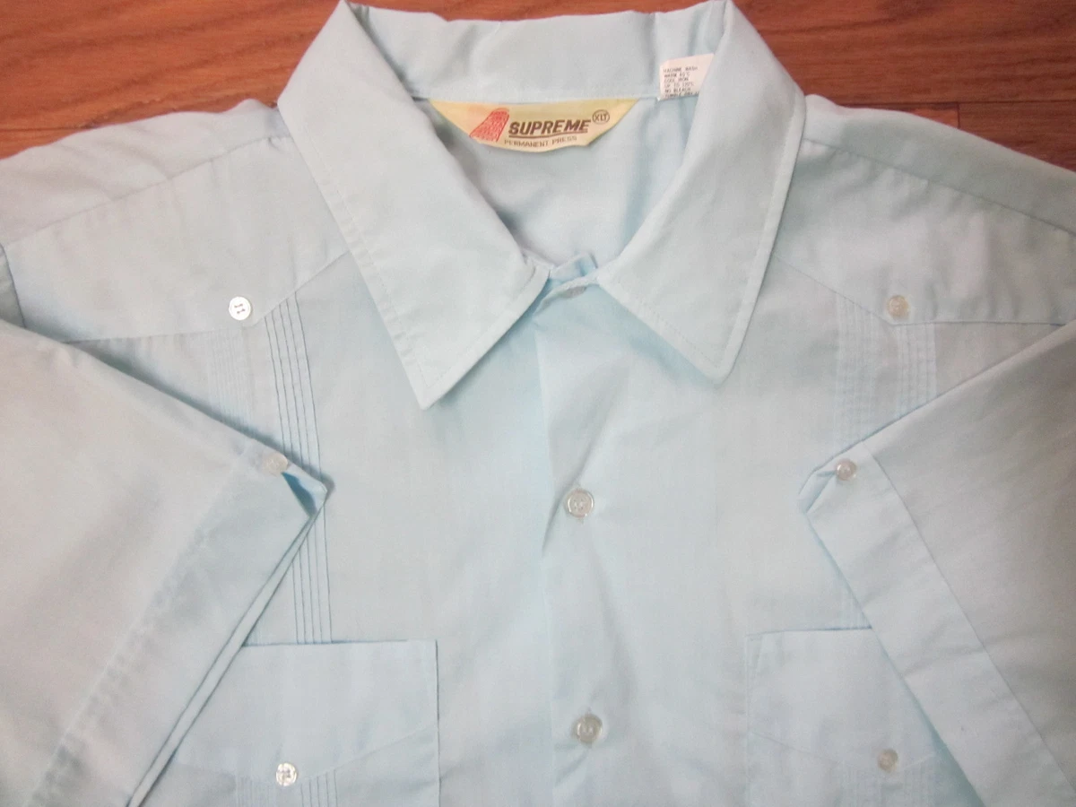 Supreme Light Blue Buttons Up Short Sleeve Point Collar Shirt Men