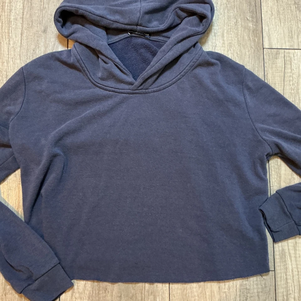 Женская укороченная толстовка с капюшоном Brandy Melville с длинным рукавом один размер синий топ - Изображение 3 из 4