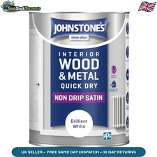 Johnstone's Quick Dry Satin White Paint 1.25L Indoor/Outdoor Non-Yellowing Fast