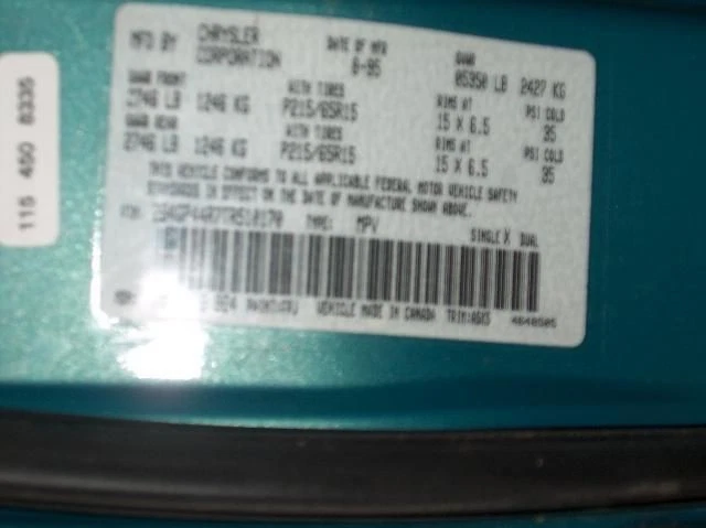 Chasis ECM ABS tablero izquierdo compatible con 96 CARAVANA 8301 Foto 2 de 4