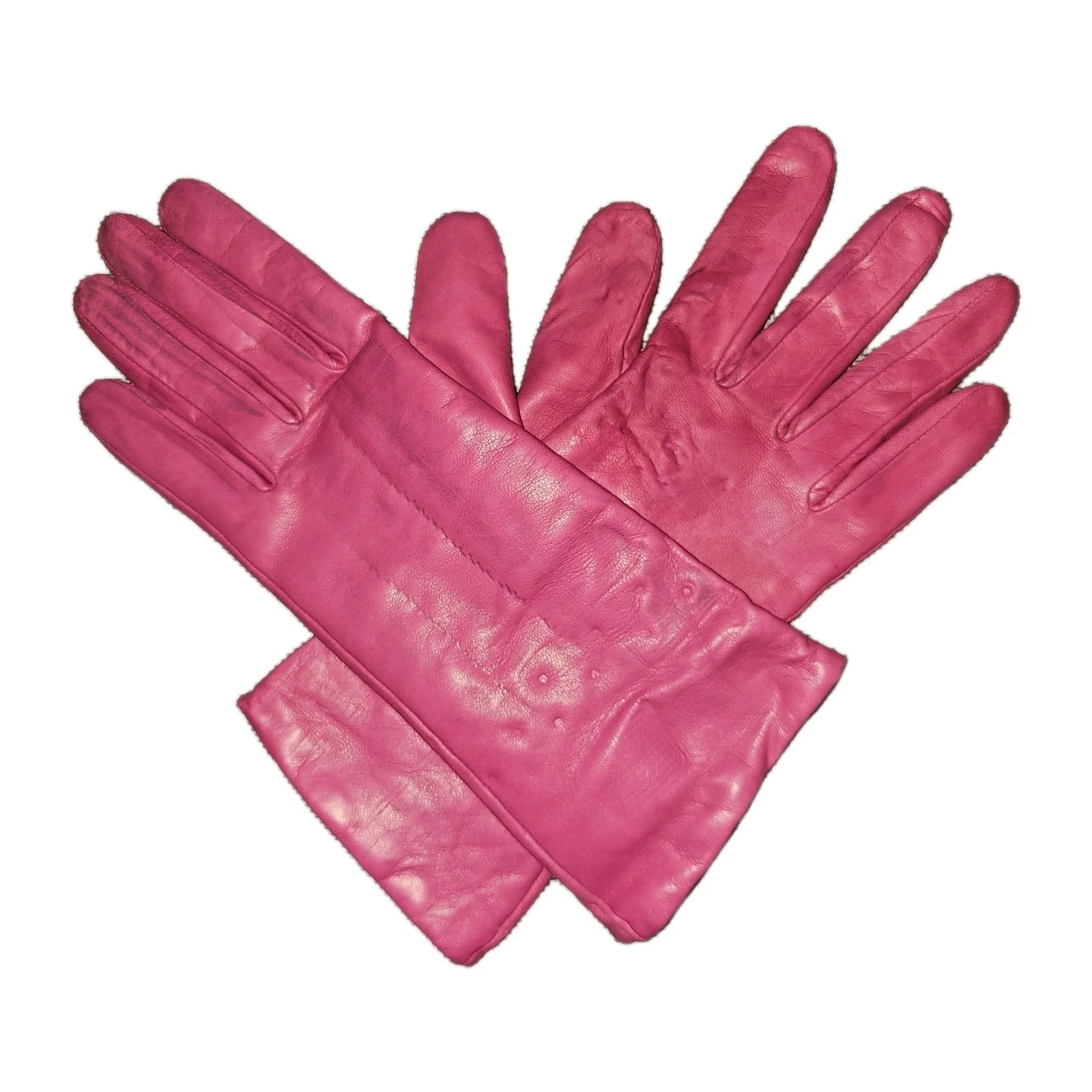 Pink Leather Gloves Women’s Size 8 Rose Warm Lined Soft Winter Dress