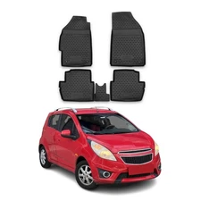 OMAC Floor Mats Liner for Chevrolet Spark 2013-2015 Black TPE All-Weather 4 Pcs