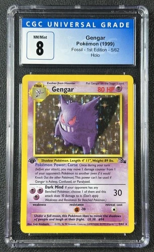 GENGAR CGC 8 1999 POKEMON FOSSIL 1ST EDITION #5/62 RARE HOLO 007