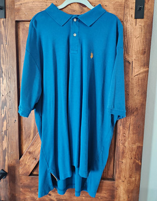 U.S. Polo Assn. Luxur Feel Men s 2XL Blue Solid Short Sleeve Knit Logo Polo