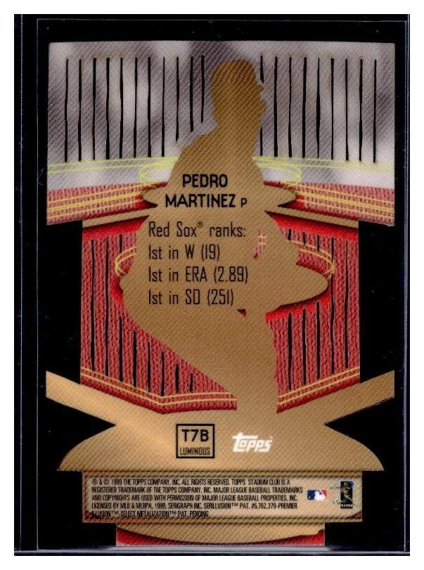 1999 Topps Stadium Club Triumvirate Pedro Martinez #T7B Luminous Boston Red Sox - Image 2 of 2