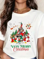 Disney Funny Mickey Mouse Christmas Castle T-Shirt Unisex #4