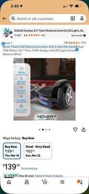 BRAND NEW - Hover-1 Dash Self Balancing Scooter Black 6.3'' Wheels Solid Wheels