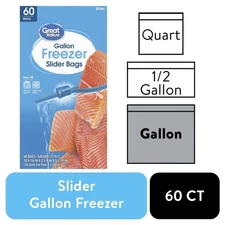 Gallon Freezer Guard Slider Zipper Bags Convenient Food Storage Bags, 60 Count