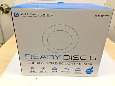 American Lighting RD6-30-WH Ready Disc 6 3000k 6 Inch 15W LED Dimmable 6 Pack
