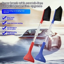 Retractable Snow Scraper. 2-in-1 brush and shovel for car snow and ice removal.