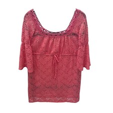 Laundry by Shelli Segal Pink Floral Lace Empire Waist Dress - Size Small